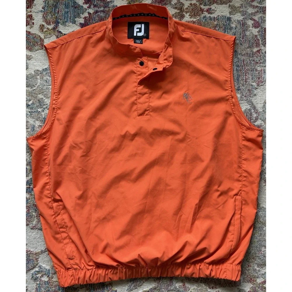 Footjoy 1/4 Zip Snap Golf Vest Fort Wayne Country Club Orange Embroidered EUC